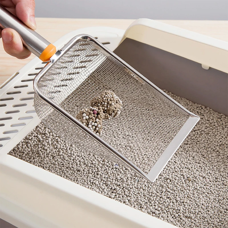 Arena para gatos de malla fina de acero inoxidable, pala antiadherente fácil de limpiar para Reptiles, pala para arena duradera y eficiente