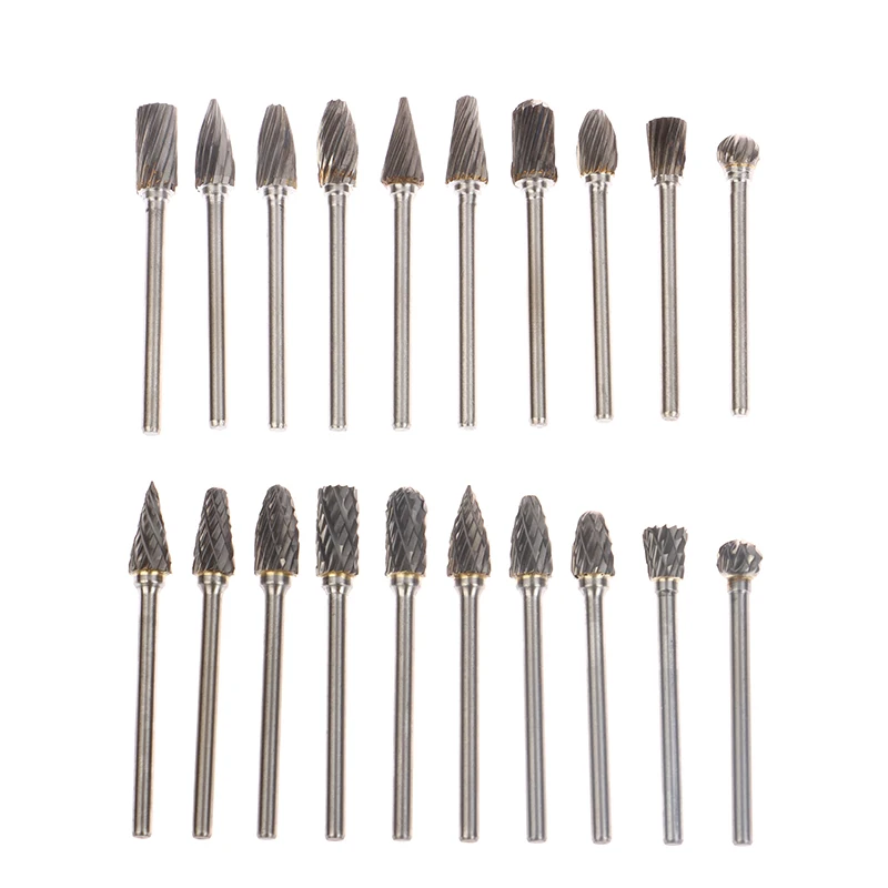 10pcs Hard Alloy Rotary File 3*6 Double Grain Tungsten Steel Grind Head Electric Woodwork Grinding File Tool Set Accessories