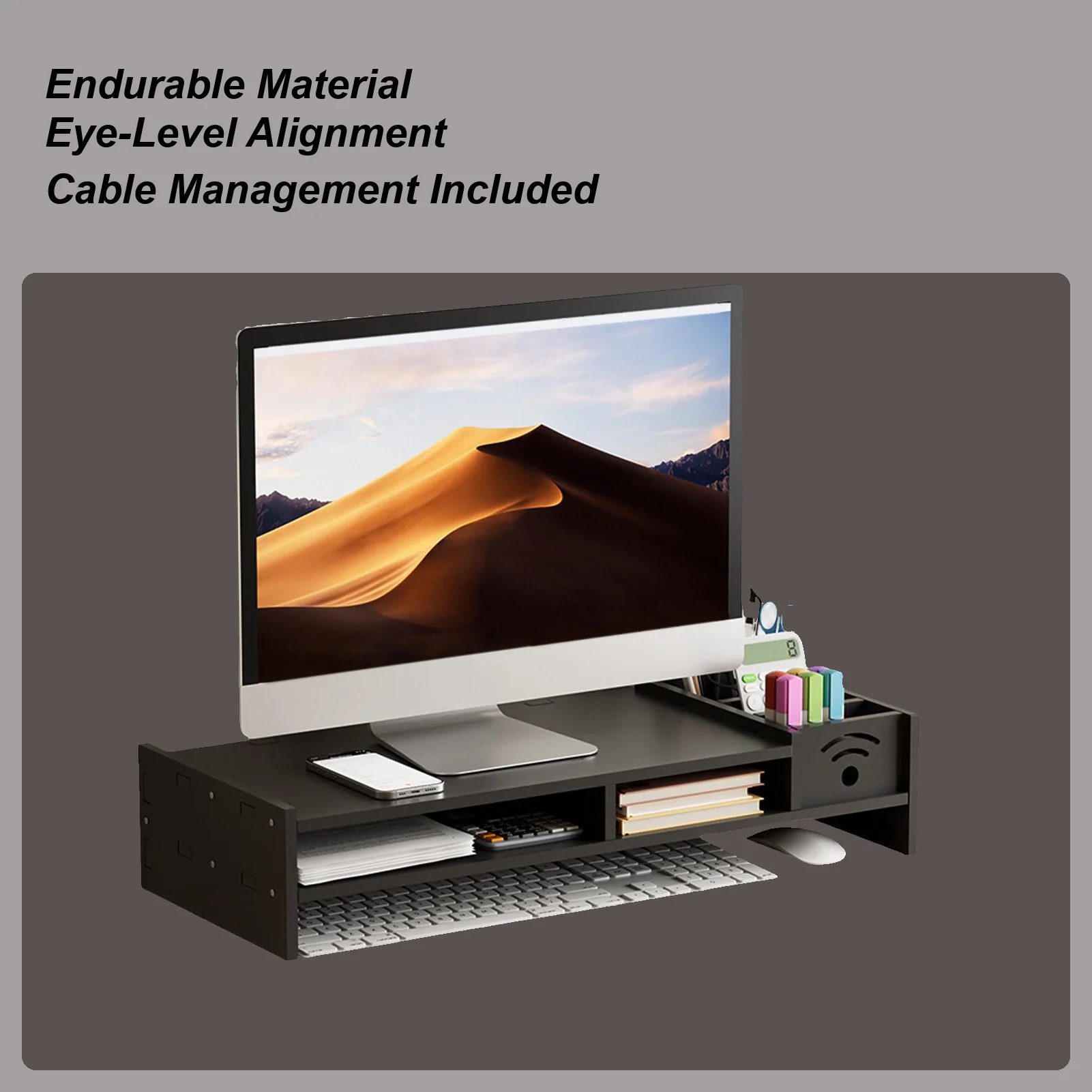 Подставка для компьютерного монитора для стола, 2-уровневая настольная полка, подставка для монитора высотой 4,3 дюйма с органайзером для хранения для домашнего ноутбука, ПК, ТВ
