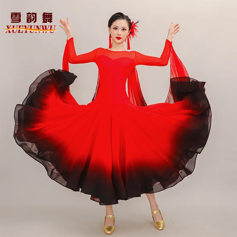 

Новое платье для современного танца, платье для бальных танцев, платье для вальса, большое платье для выступлений с градиентом M018