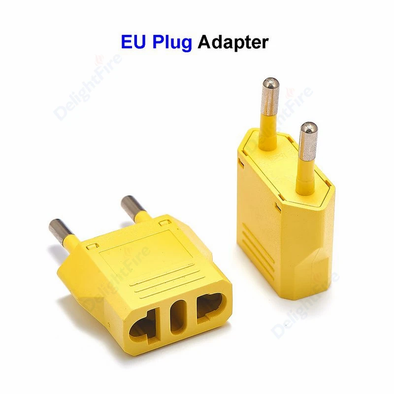 Yellow European Euro EU Plug Adapter 2 Pin US Brazil Italy To Europe German Travel Power Adapter Type C Plug Outlet Socket CE