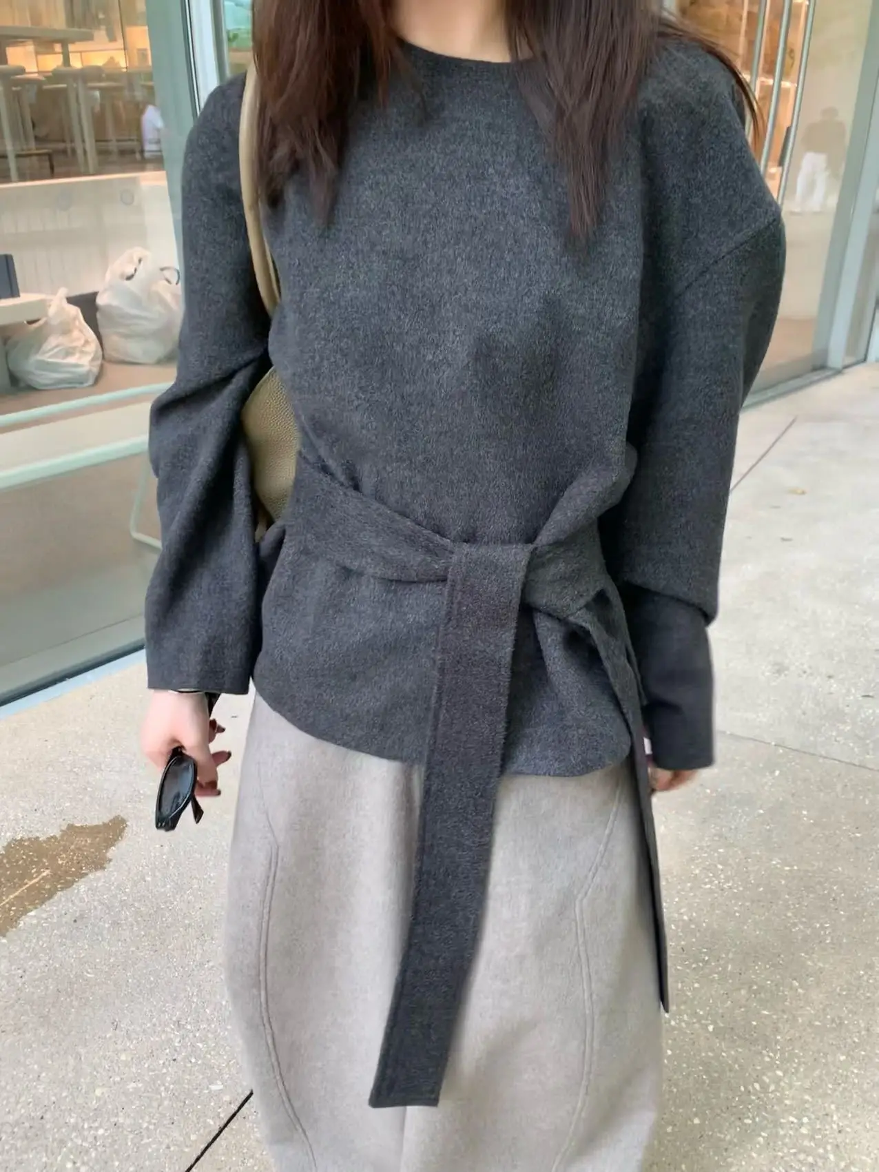 

Двусторонний шерстяной свитер-кардиган с V-образным вырезом на молнии для женщин, осенне-зимняя верхняя одежда в стиле Aosphere Sense