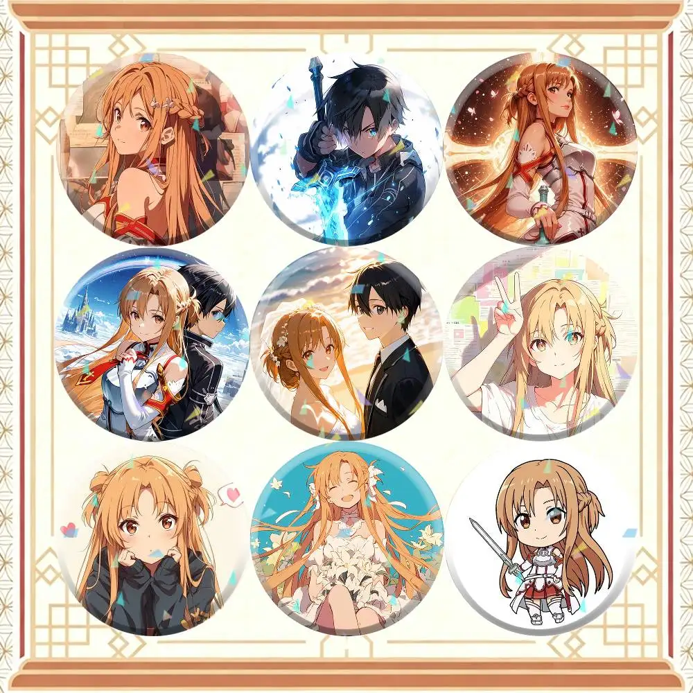 Anime Sword Art Online 32/44/58mm Handmade Pins Round Brooch Badge Backpacks Clothes Jewelry Gifts