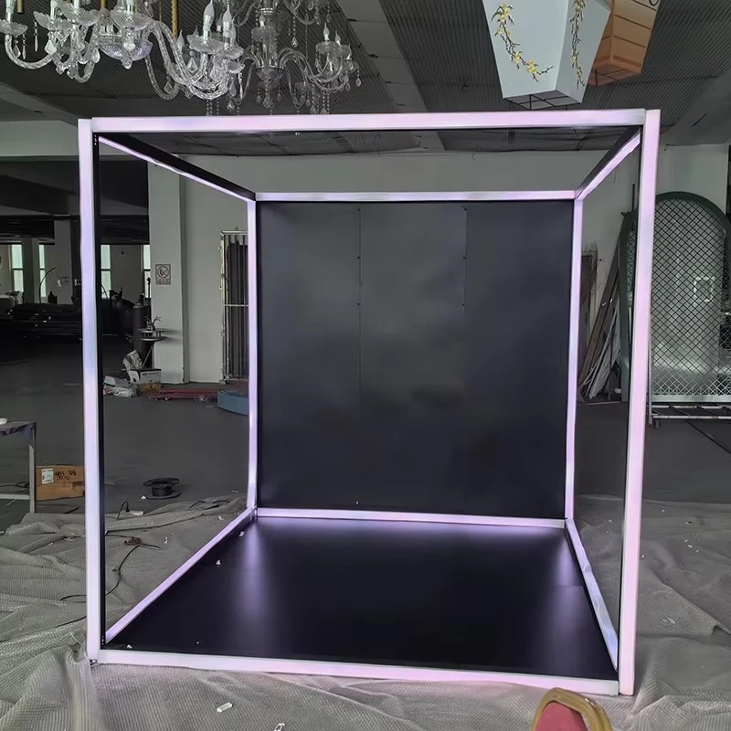 Glossy Wedding Photography Props Removable Metal RGB Light Emitting Diode Magazine Photo Booth Box for Event Decoration