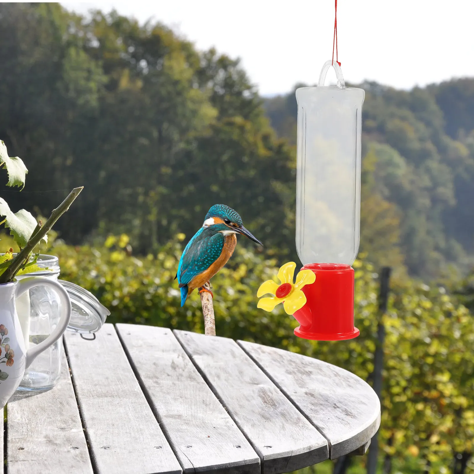 4Pcs Hummingbird Feeder Strong Plastic Hanging Bird Feeders for Outdoor Garden Decor Creative Small Bird Food Bowl Easy to Mount