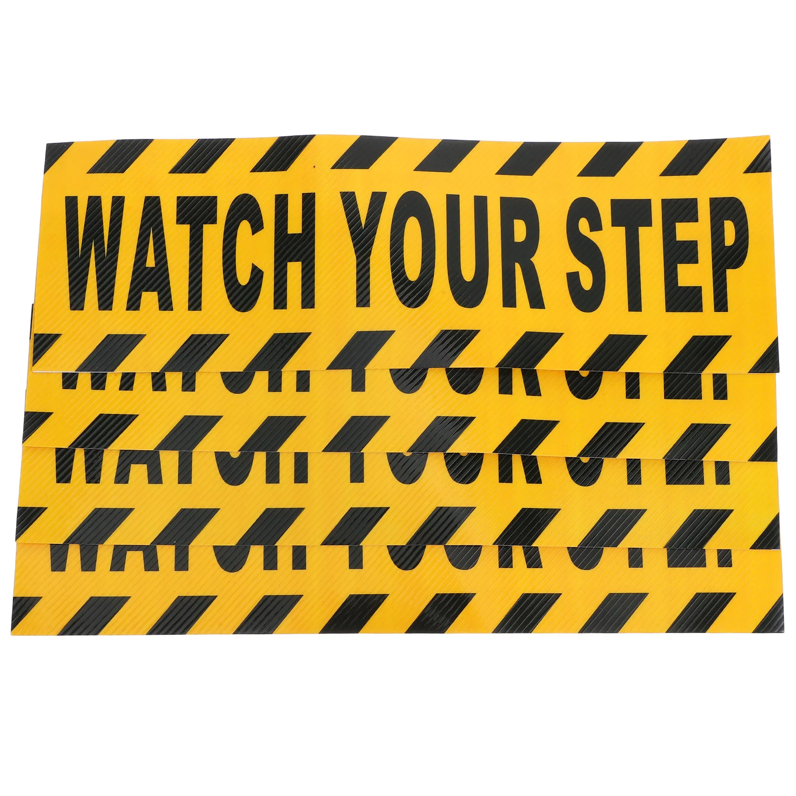 

4Pcs Black Yellow Watch Your Step Floor Stickers Anti Slip Warning Tape for Workplace Safety Wet Floor Precautions