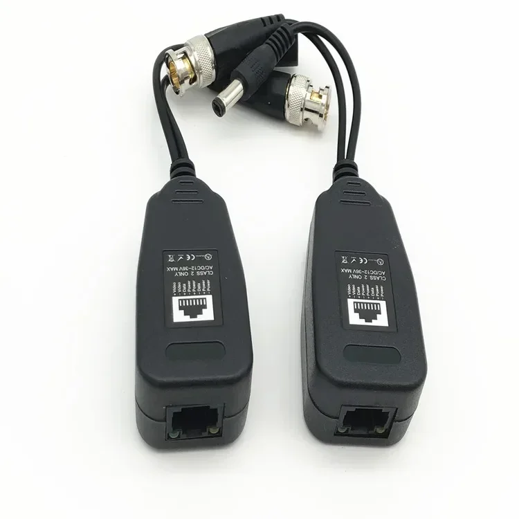 Transceptor de alimentación de vídeo CCTV coaxial BNC, conector Balun a CAT5e 6 RJ45, HJ55, 1 par