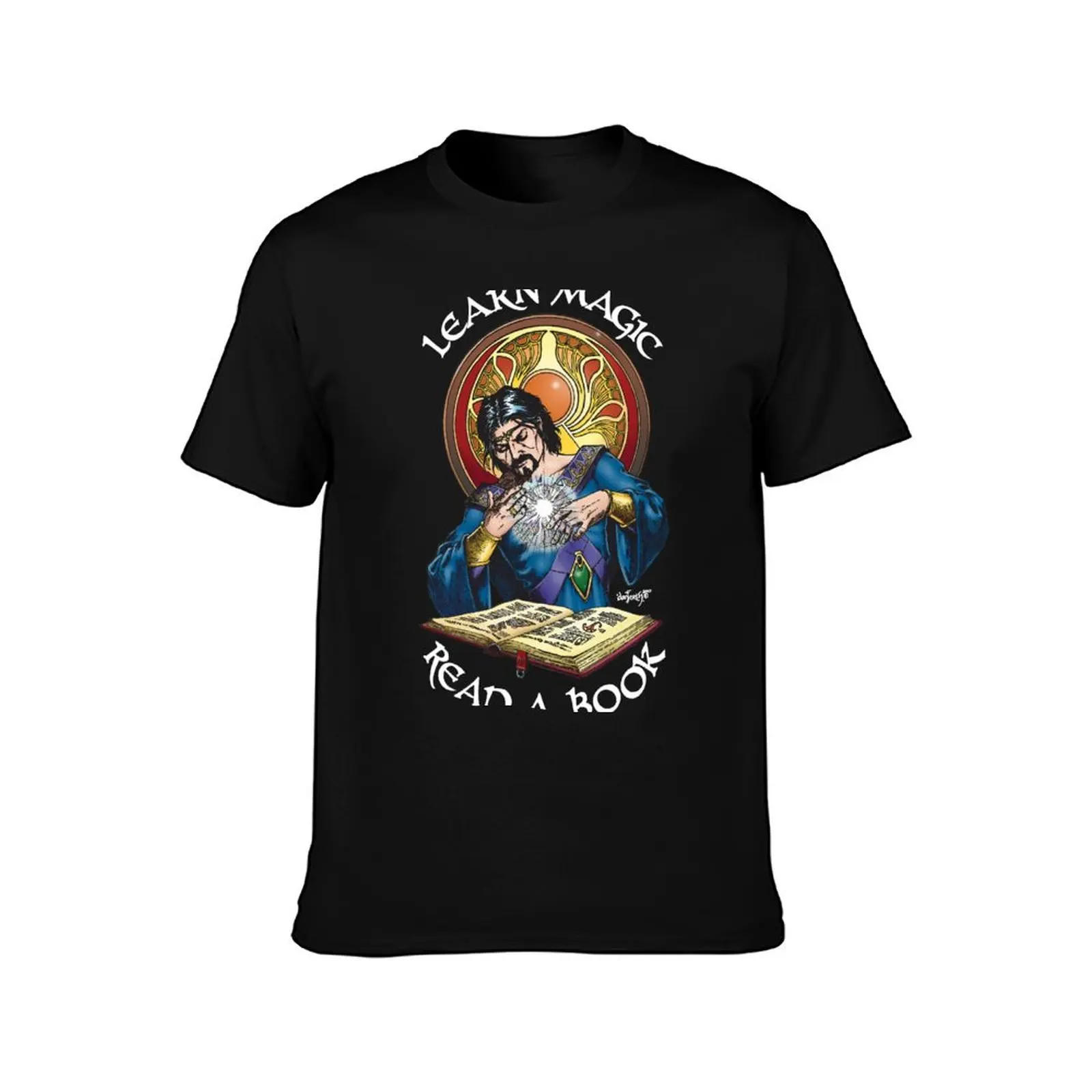 Learn Magic Read a Book T-Shirt Sports Casual Short Sleeve Cotton Tee T-Shirt