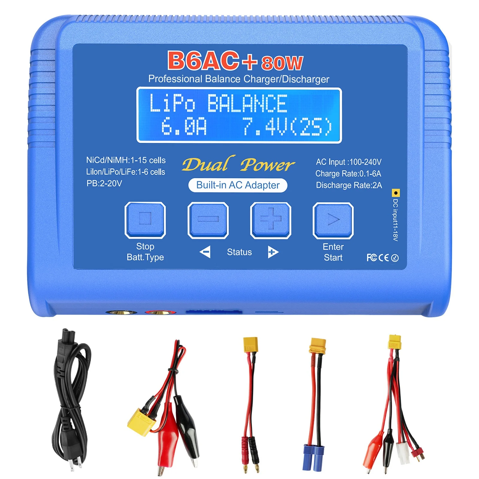 

HTRC Imax B6AC 80W Lipo Balance Charger For Lipo NiMh Li-ion Ni-Cd Digital Battery Discharger