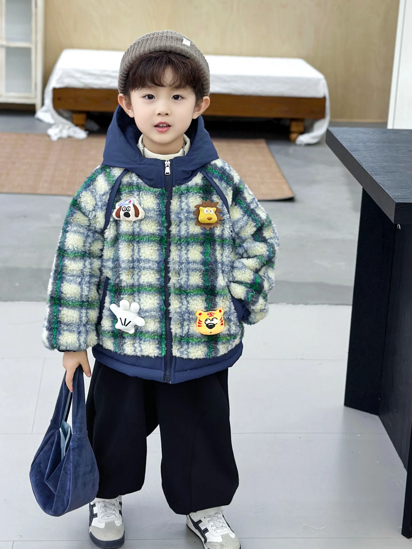 

Утепленная хлопковая куртка для мальчиков, теплая зимняя кофта для маленьких мальчиков, свитер из полиэфирного волокна с длинными рукавами на молнии