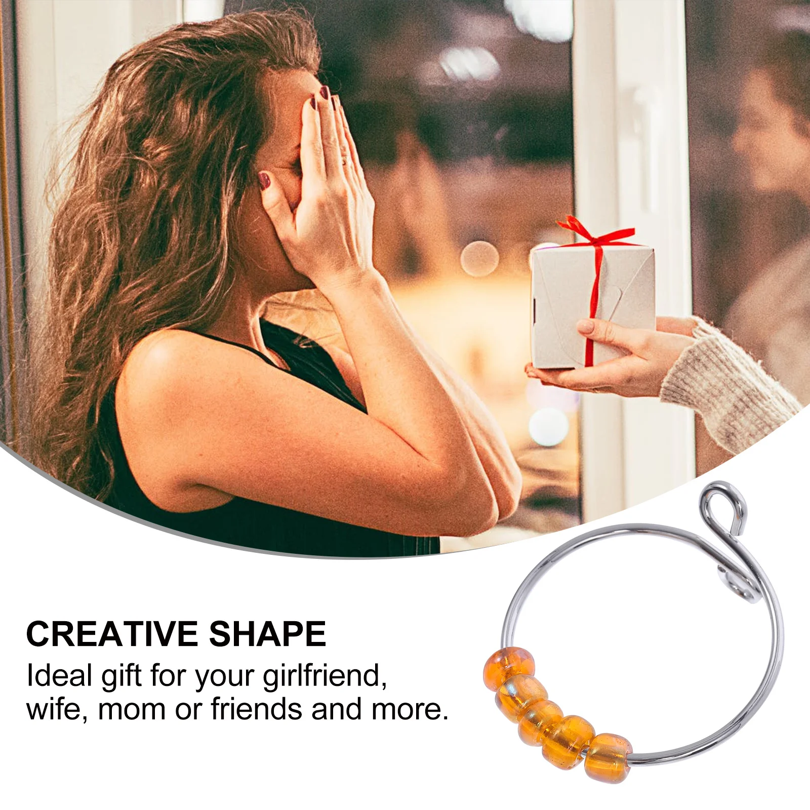 القلق الإغاثة الدائري الاكتئاب تقليل الأزياء البنصر للتدوير حبة تململ مجوهرات الإجهاد الإغاثة للنساء #5