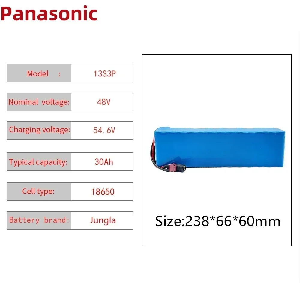 18650 Original 48V 30Ah 1000W 13S3P Battery Pack 30000mAh Lithium-ion Battery 54.6V with BMS+charger