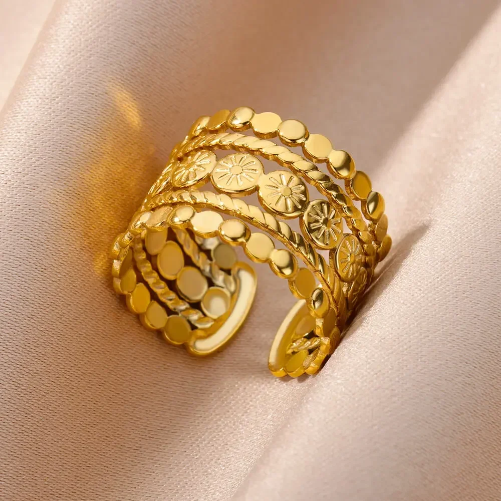 Edelstahlringe für Frauen, ästhetisches Herz, goldfarben, Ehering, Vintage, wasserdicht, Hochzeitsschmuck, Abschlussball, Accessoires, Geschenk