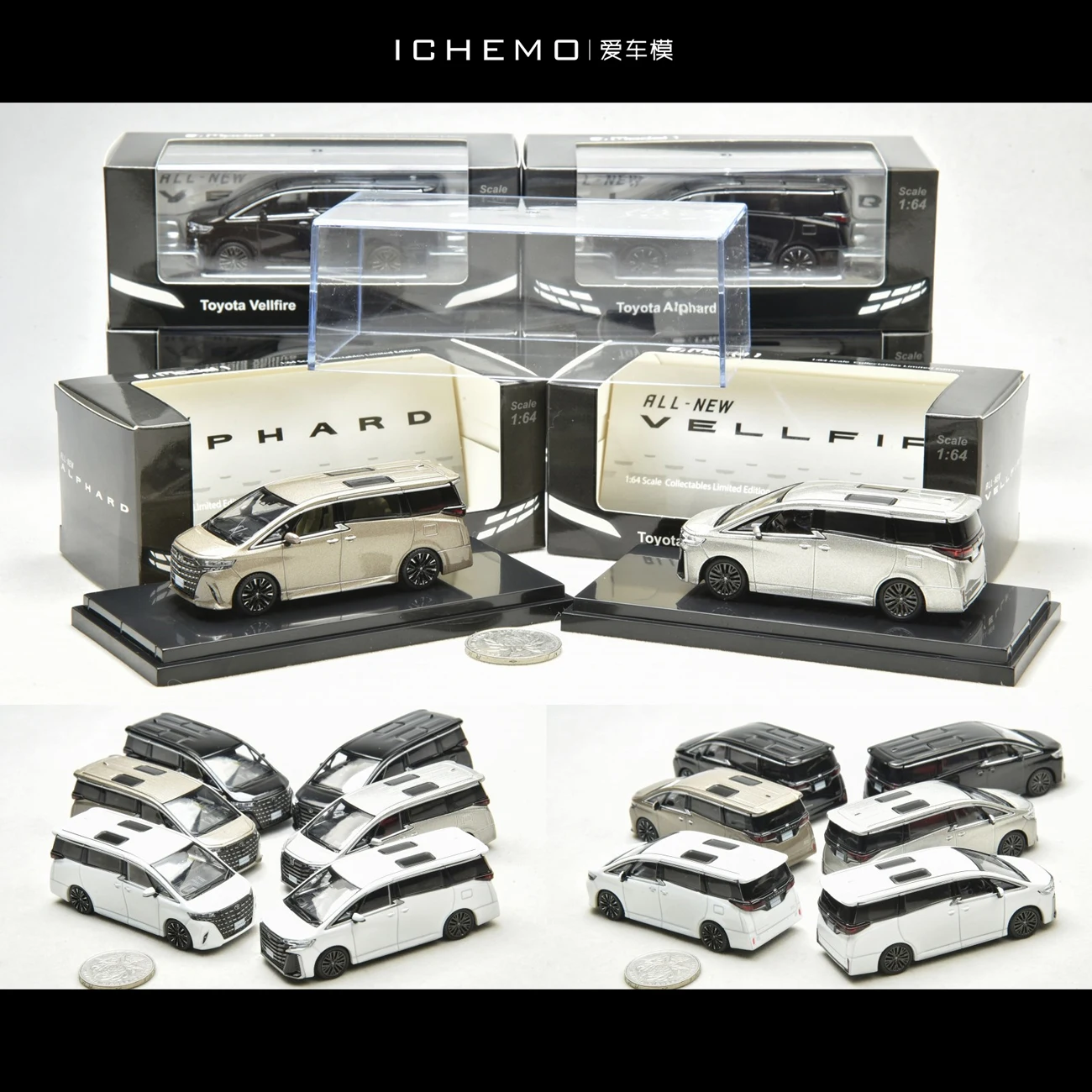 

Литой под давлением масштаб 1:64 Toyota Elfa и Toyota Wilfa, модель автомобиля из сплава, коллекционный подарок, сувенир, украшение для дисплея