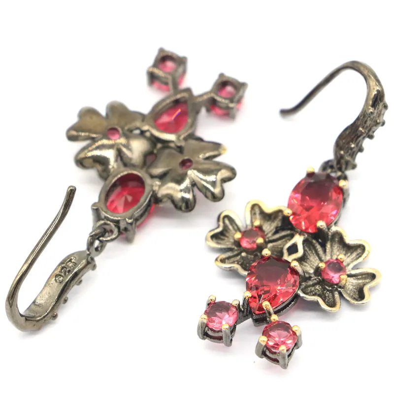 

Buy 4 Get 1 Free 42x21mm Multi Color 7g Rhoodlite Garnet Green Peridot Aquamarine Kunzite Women Black Gold Silver Earrings