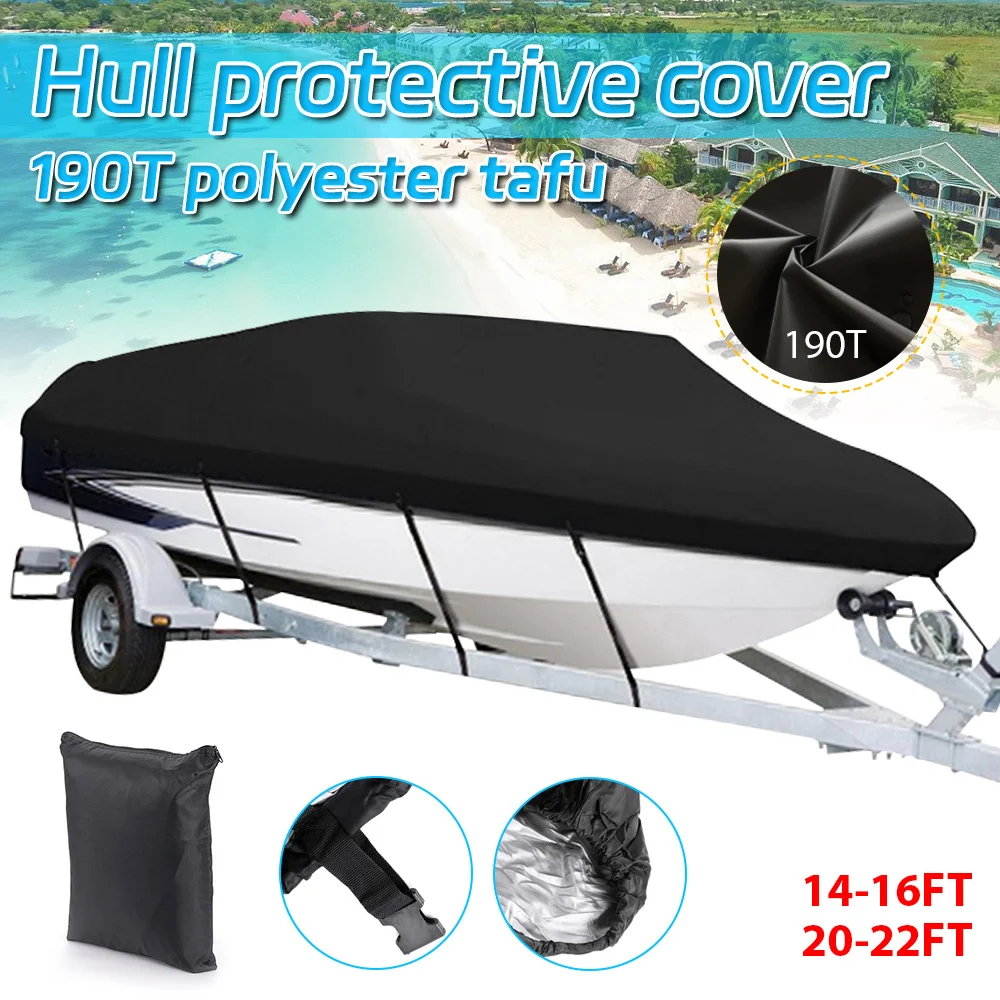 

190T 20-22FT/14-16FT Yacht Boat Cover Speedboat Cover Anti-UV Waterproof Outdoor Protection Marine Canvas Boat Accessories