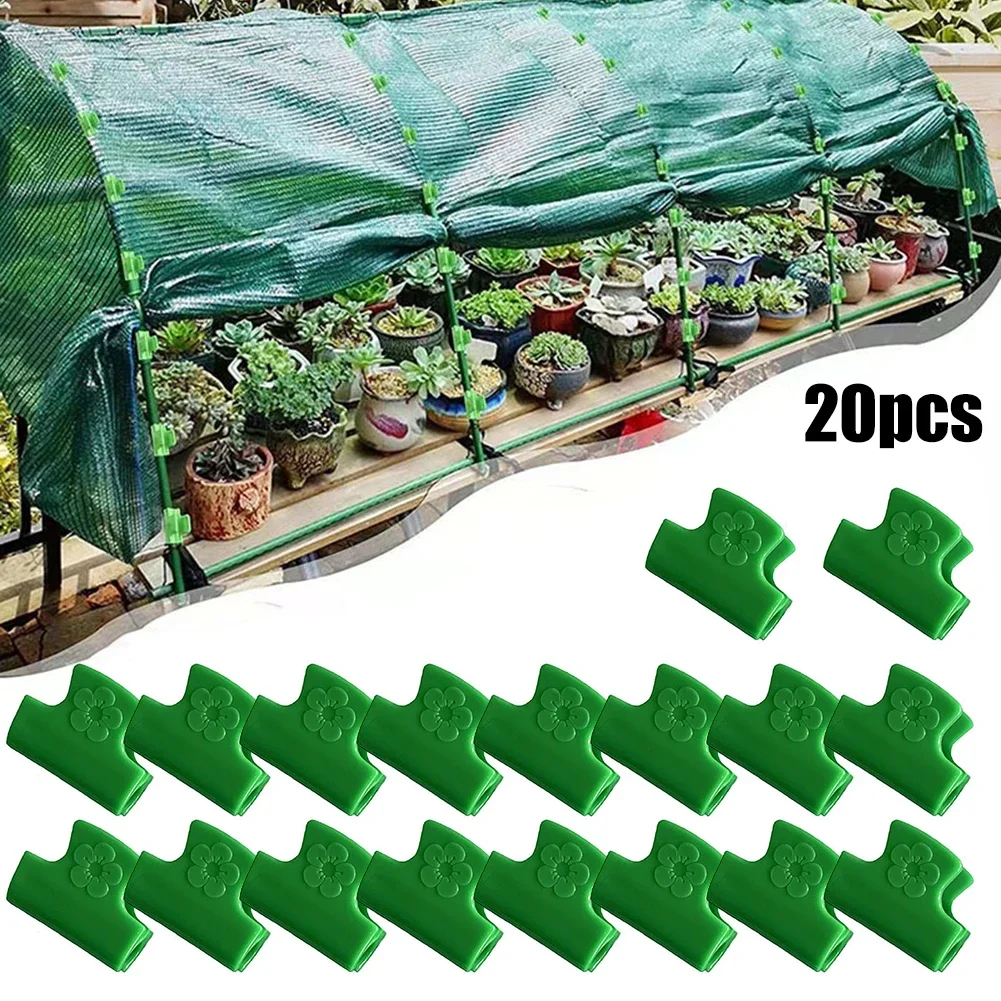 

20pcs Greenhouse Film Clamps Garden Shed Row Cover Netting Tunnel Hoop Plastic Clips For 5mm-6mm Pipe Home Gardening Accessories