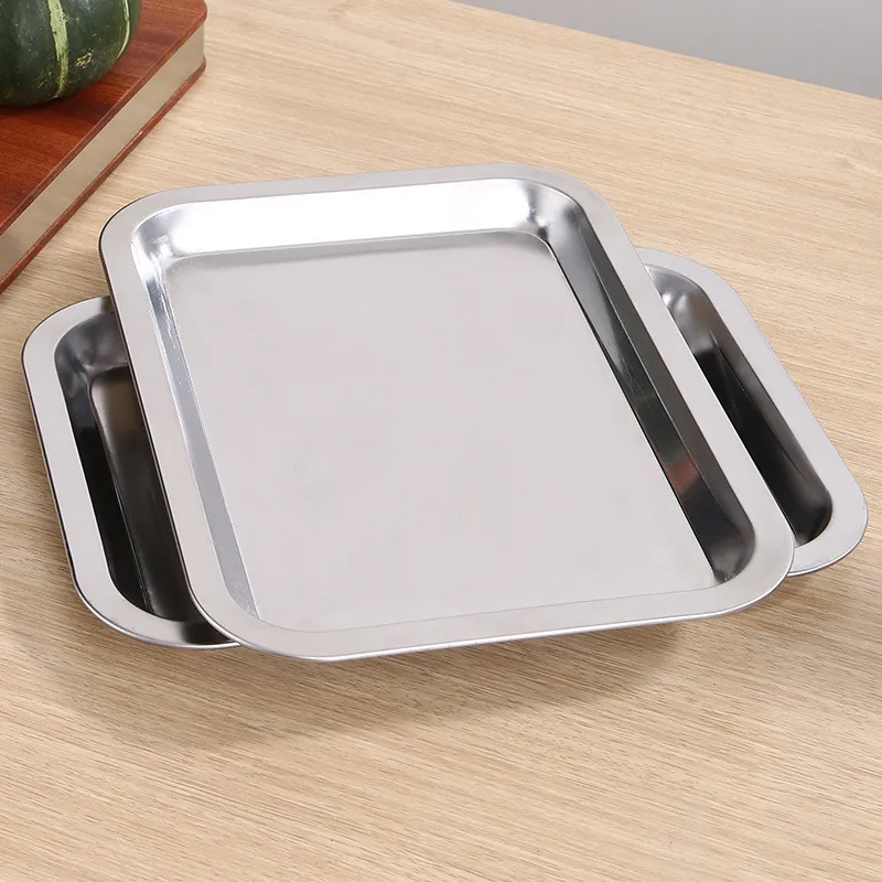 Kitchen Food Storage Tray Rectangle Stainless Steel Sausage Noodles Fruits Dish Restaurant Hotel Kitchen Pastry Baking Plates