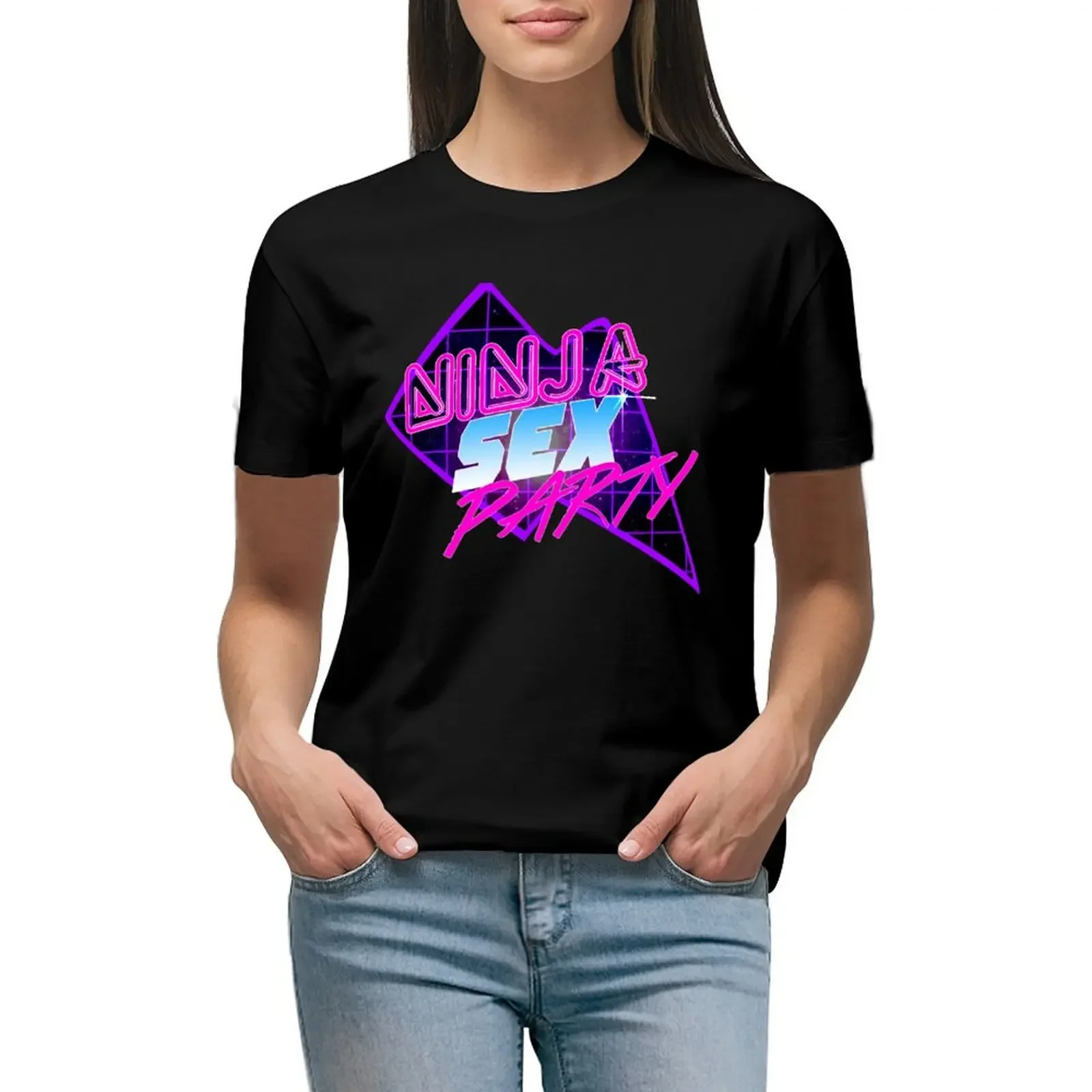 

Sexy Ninja Parties (80s inspired design) T-Shirt cute tops plus sizes summer tops oversized rock and roll t shirts for Women