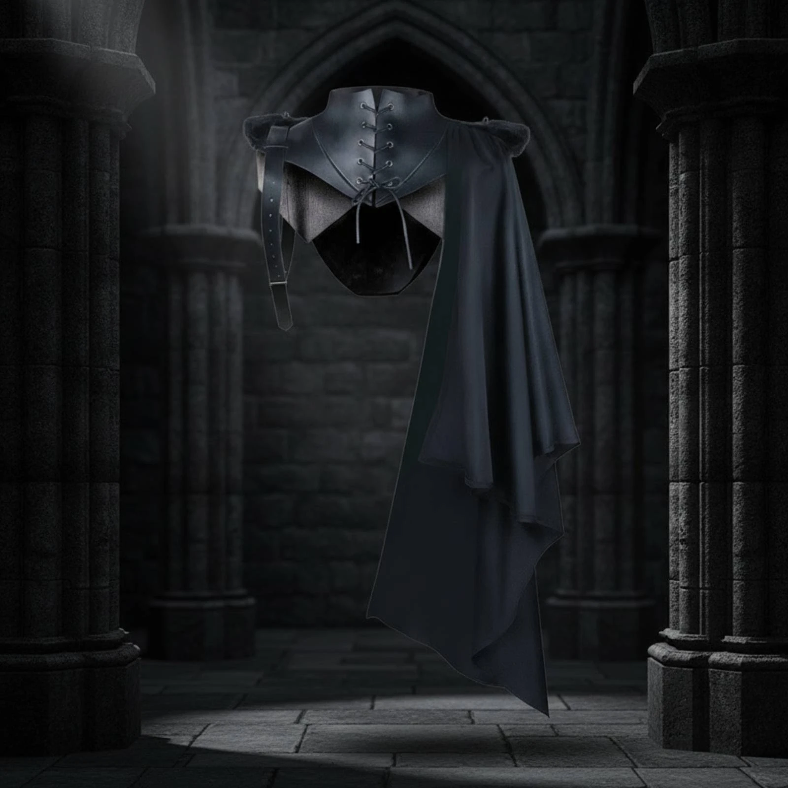 Gothic Cape with Shoulder Mantle Aristocratic Medieval Cape with Stand Collar Costume Garment Authentic Comfortable
