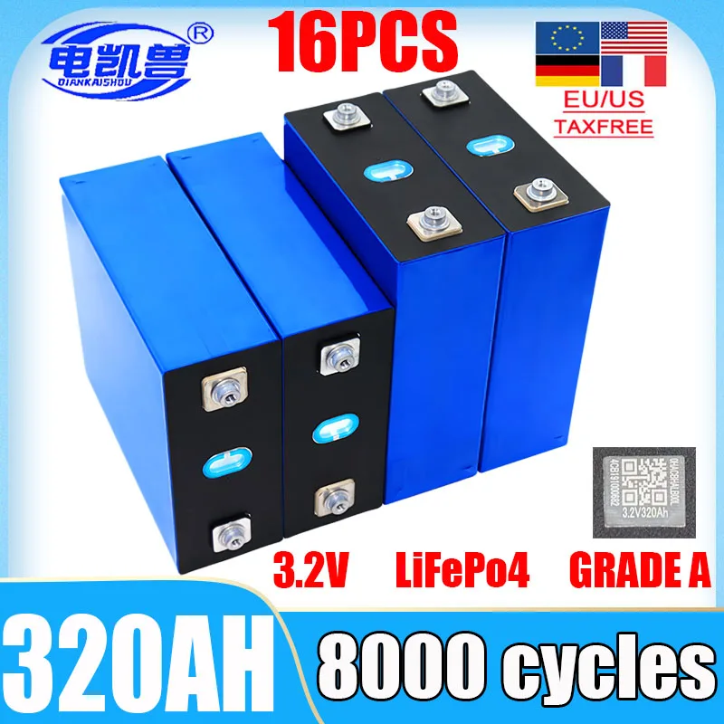 

16PCS A-grade 320Ah 310ah 280Ah 230ah 105ah LiFePo4 Battery 3.2V DIY 48V Lithium Iron Phosphate Golf Cart Rechargeable Battery