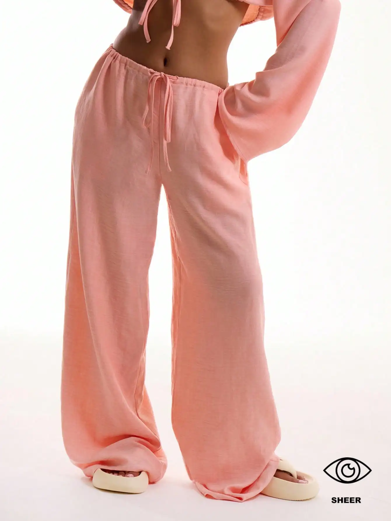 

Широкие брюки с завязками спереди из льняной ткани больших размеров для летнего отдыха, пляжа и в стиле бохо