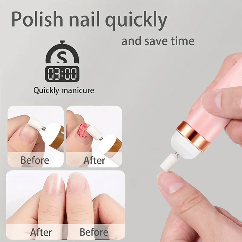 Yikoolin ชุดดูแลตะไบเล็บแบบพกพาไฟ LED ปรับได้4สปีดพร้อมสว่านเจาะ12หัวชาร์จ USB ใช้ในบ้าน