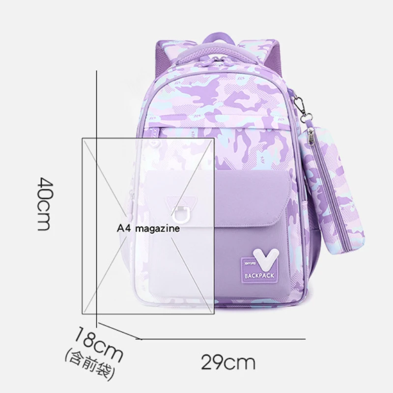 2PCS Youth Waterproof Backpack Large Capacity Laptop Bag with Pencil Case Suitable for School Leisure and Travel