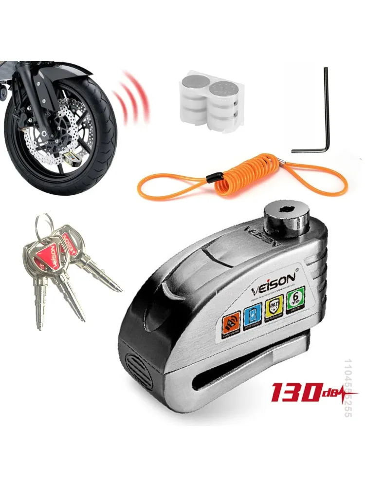 AliExpress NONE VEISON Disc Brake Lock Motorcycle Alarm Lock Anti-Theft 130db Motorcycle Lock with Reminder Cable Scooter Bike Brake Rotor Locks