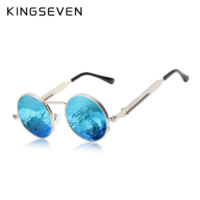 KINGSEVEN Gothic Steampunk Sunglasses Polarized High Quality Men Brand Designer Vintage Round Stainless Steel Frame Eyewear