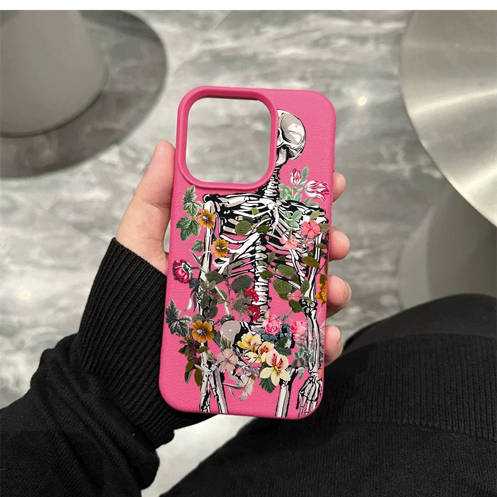 Blumen-Skelett-Handyhülle für iPhone 17 16 15 14 13 12 Pro Max 16 15 14 Plus 17 16 15 14 13 12 Pro 17Air Silikon-Matt-Hülle – Detail 11