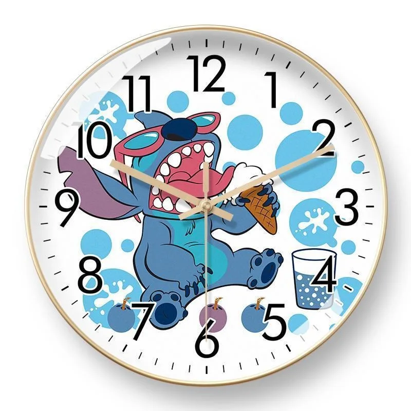 Disney Lilo & Stitch Cartoon Anime Wall Clock Cute Fashion Silent Quartz Clock Room Bedroom Decorative Pendant Children\'s Gift