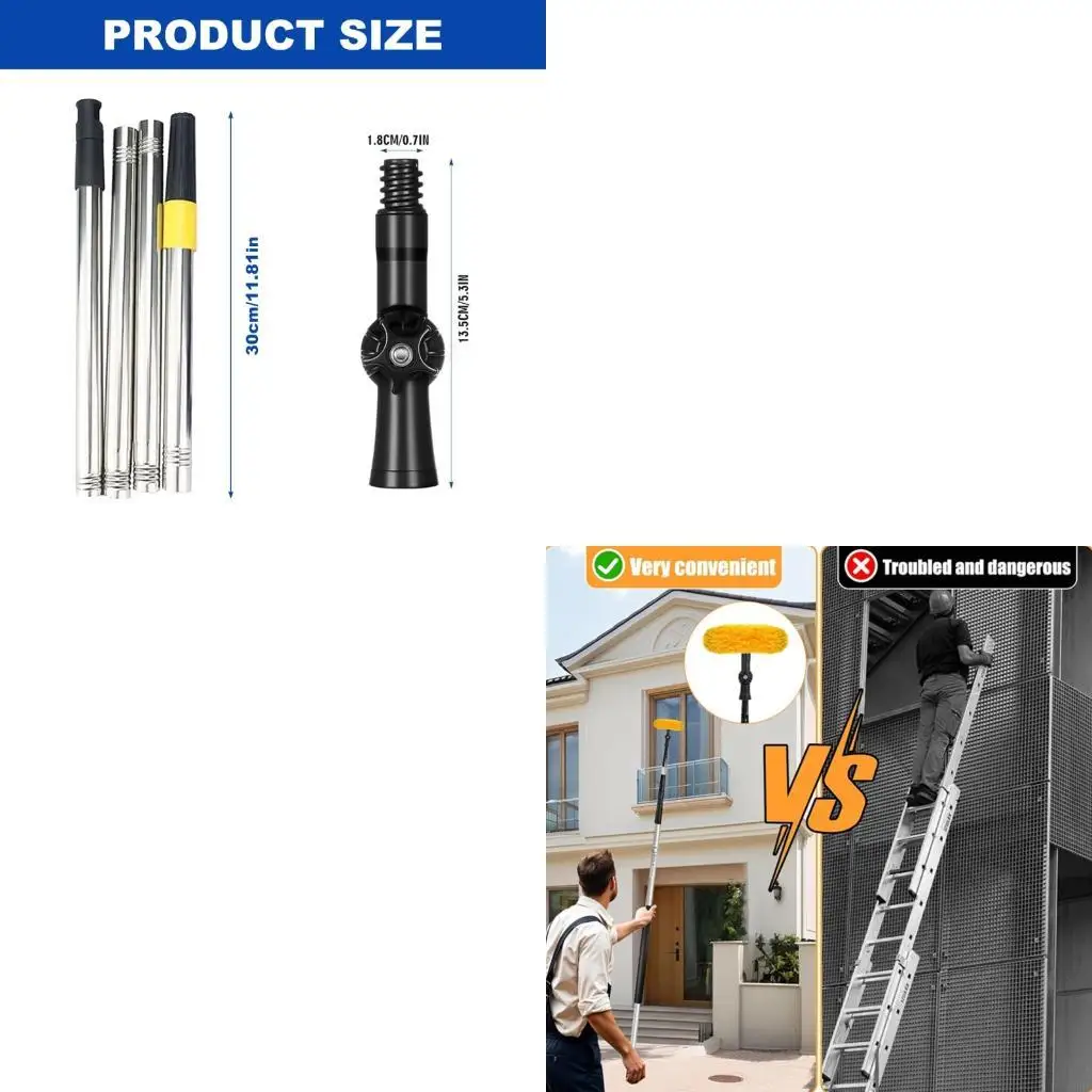 

Multipurpose Telescoping Cleaning Rod 180° Pivoting Head For Hard To Reach Areas Maintenance