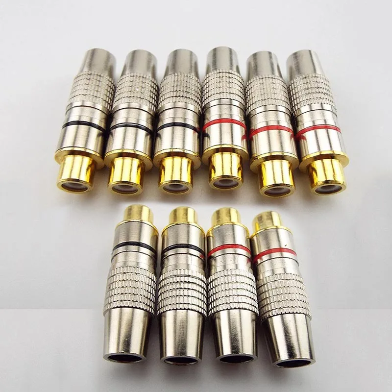 2/4/10pcs Balck Red Gold plated RCA Female Jack Plug Solder Audio Video Adapter Connector rca Female Convertor Coaxial Cable W28