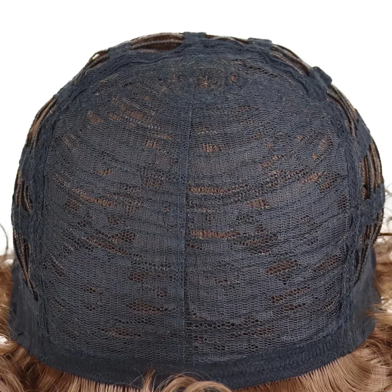 Gnimegil 남성용 천연 헤어스타일 합성 섬유 짧은 다크 브라운 가발, 앞머리, 곱슬 가발, 코스프레 카니발, 할로윈 코스튬 가발