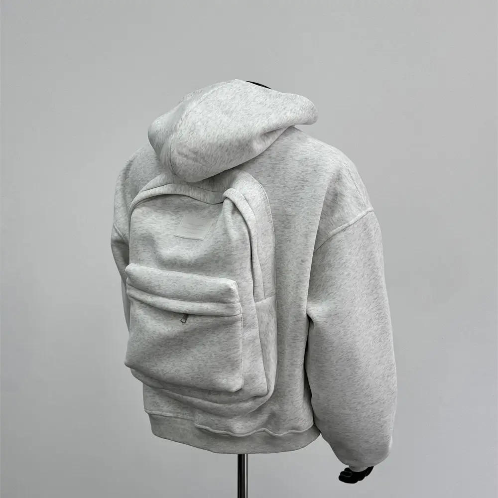 

Juspinice Korean Fashion Spring New Hooded Sweatshirt Men's Back Backpack Design Sense Casual Top Jacket Male Clothing