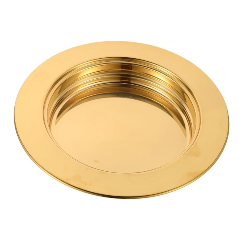 Strong 304 Metal Round Serving Tray 10.63 Spiritual Gathering Bread Dish Scratch Proof For Home Baking