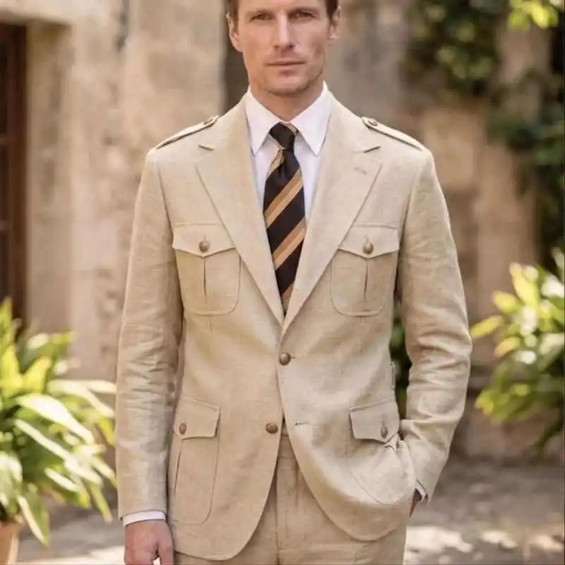 Unique Man Tuxedos Plus Size 2 Pcs Notched Lapel Wedding Suit Single Breasted Jacket Pant Groom Casual Wear Customized