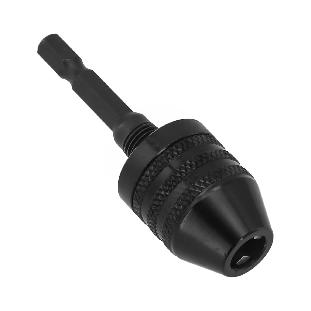Aluminum Alloy Keyless Drill Chuck 0.3-8mm Capacity With 1/4 In Hex Shank Quick Change Adapter Compatible With Impact-Drivers