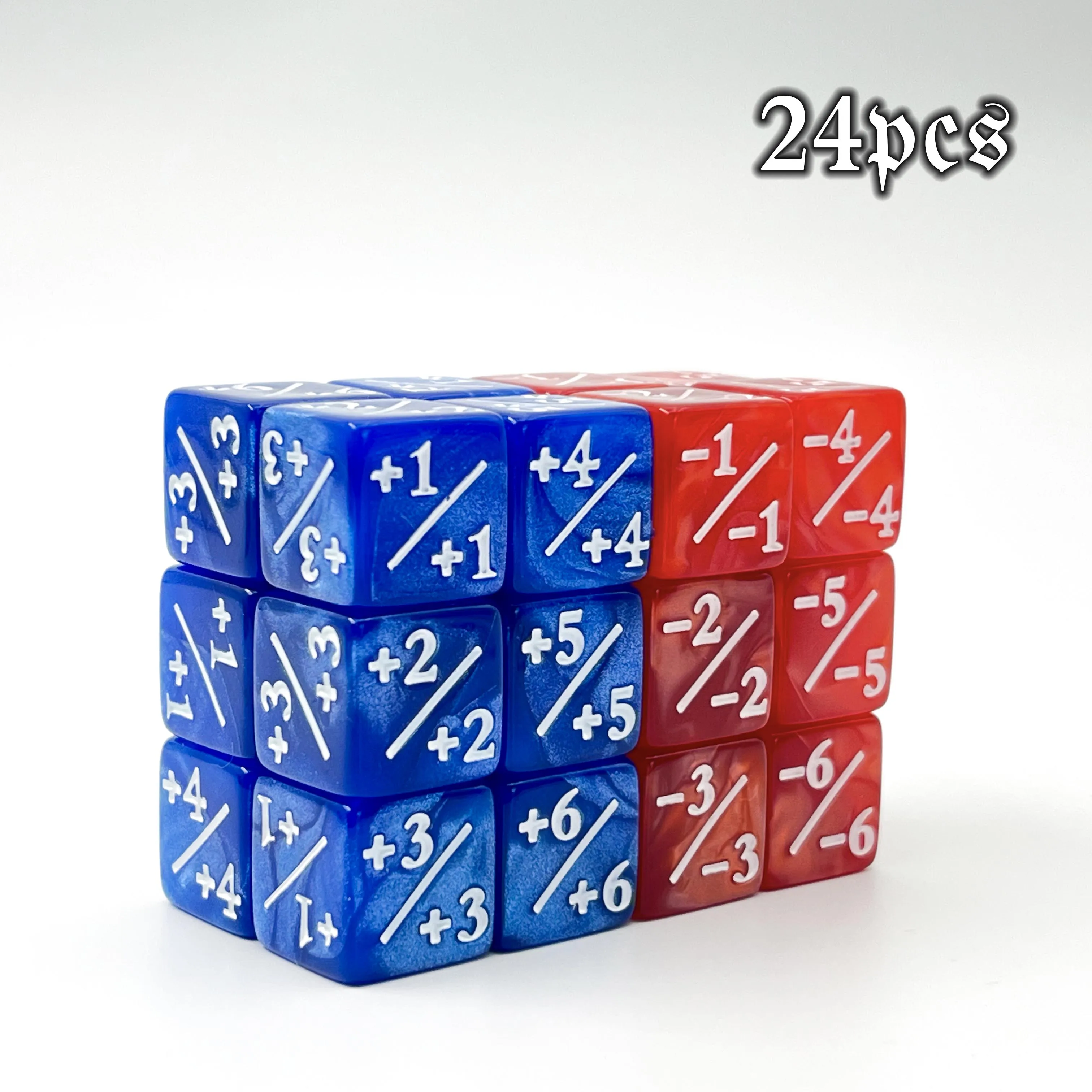 24 Buah MTG Penghitung Dadu Ajaib Penghitung Pertemuan Token Kehidupan Negatif Ditambah Satu Set Dadu untuk MTG, TCG, Aksesori Permainan Kartu