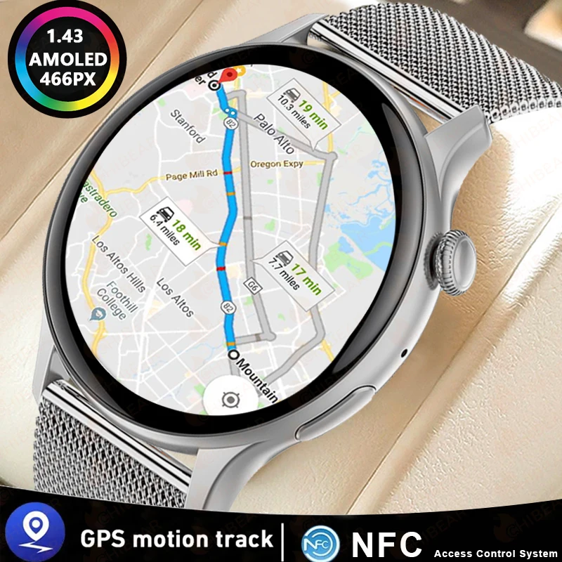 

NFC GPS Смарт-часы для женщин 1,43 дюйма AMOLED 466*466 HD Экран Всегда дисплей Спортивные часы Женские Bluetooth-вызовы Smartwatch 2025 Новый
