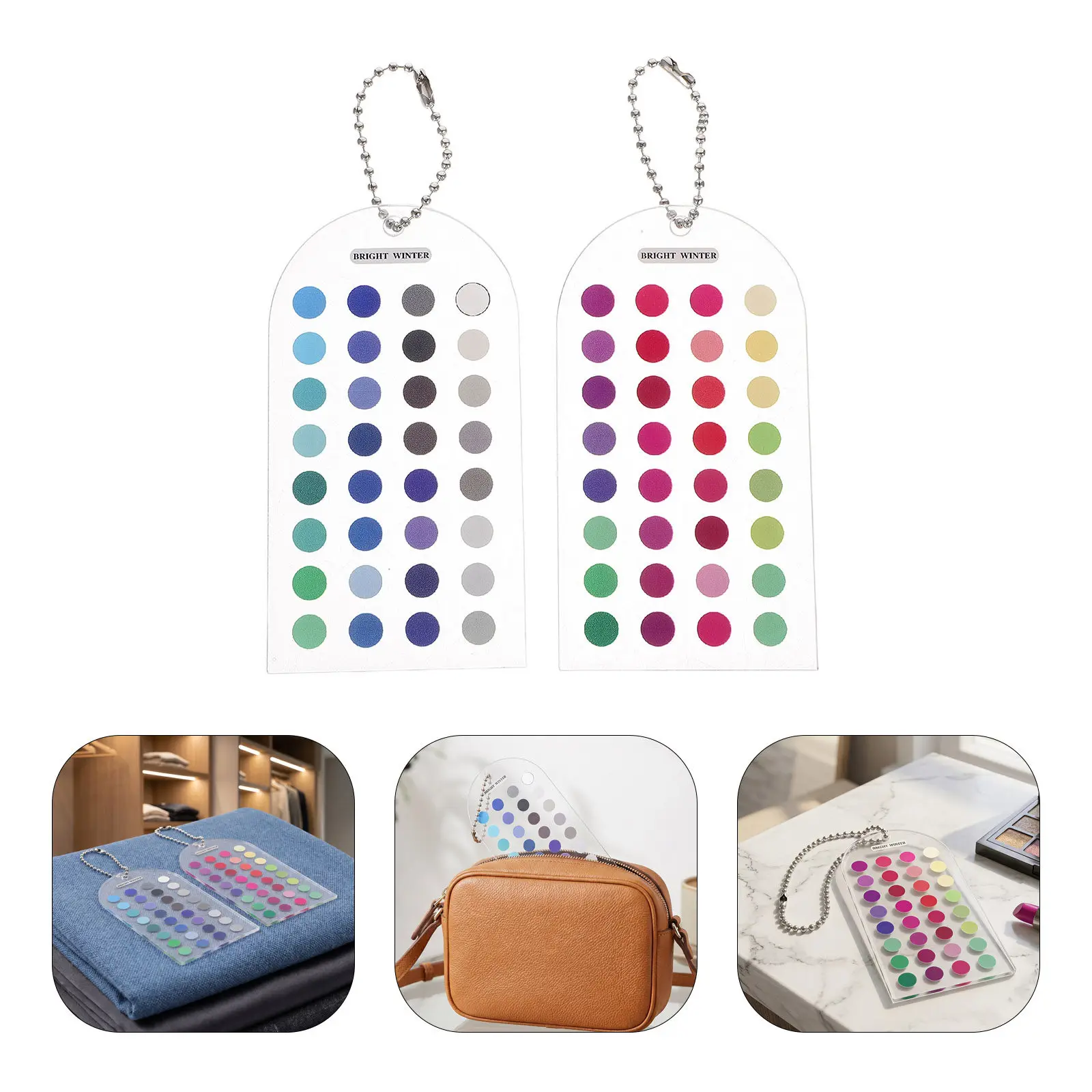 2Pcs Color Analysis Template Cards Clear Acrylic Seasonal Palette Guide Portable Fashion Styling Makeup Color Coordination Tool