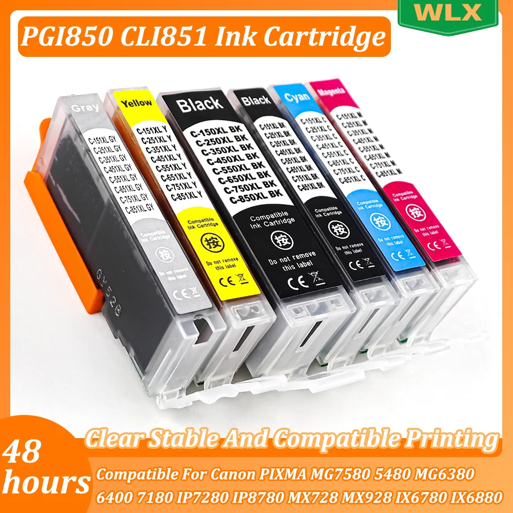 SET PGI850 CLI851 Ink Cartridge Compatible For Canon PIXMA MG7580 5480 MG6380  6400 7180 IP7280 IP8780 MX728 MX928 IX6780 IX6880