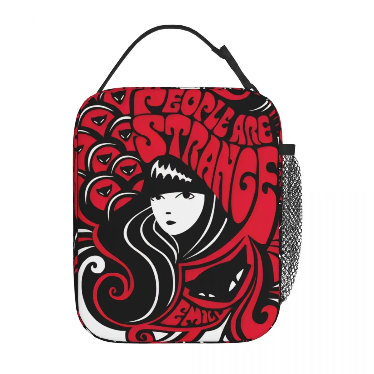 E-Emily The Strange Insulated Lunch Bag Portable Cartoon Reusable Thermal Bag Tote Lunch Box College Picnic Men Women
