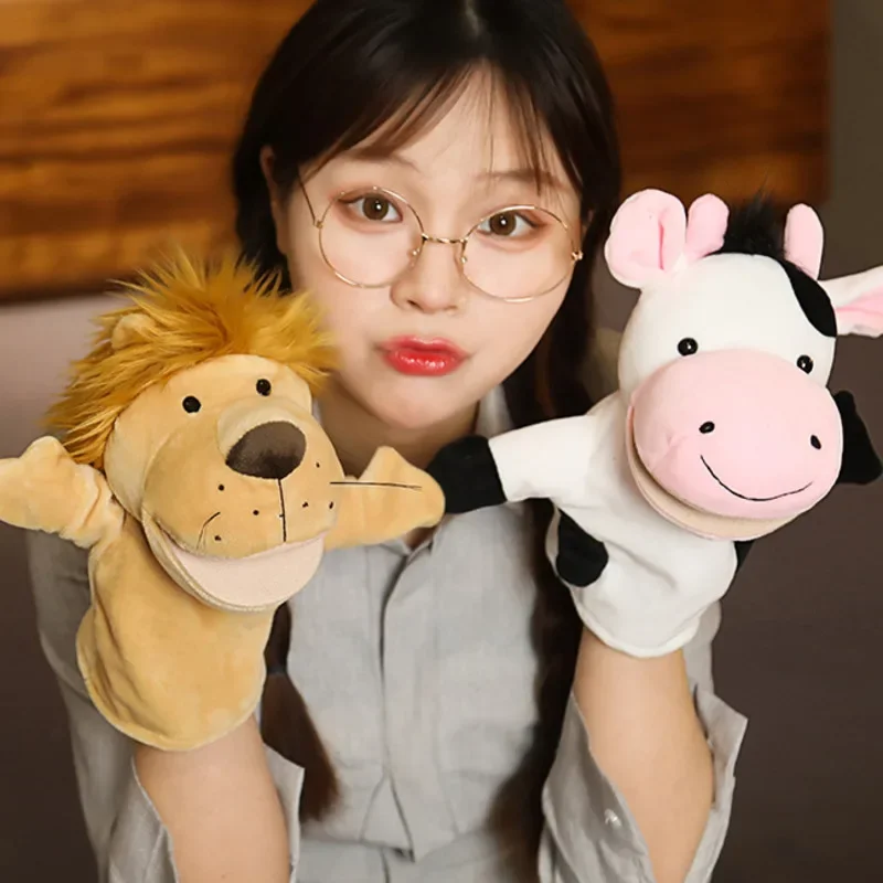 Animali di peluche ripieni Giocattoli Mano Dito Storia Burattino Bambole Kawaii Giocattoli educativi per bambini Leone Elefante Coniglietto Scimmia Regali per bambini