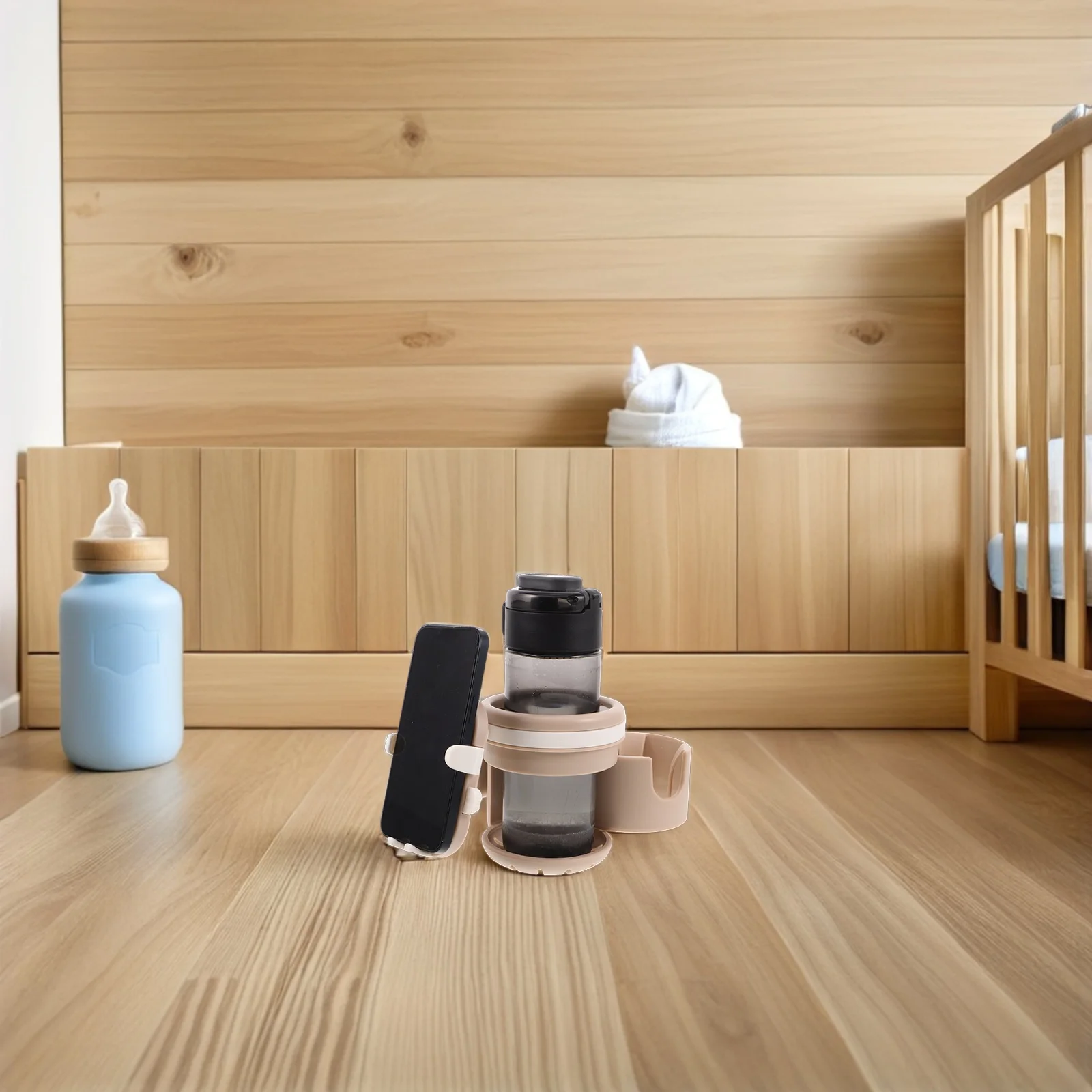 

Baby Stroller Accessories Universal Cup Holder Adjustable for Most Strollers 360 Degree Rotatable Drink Bottle Storage Organizer