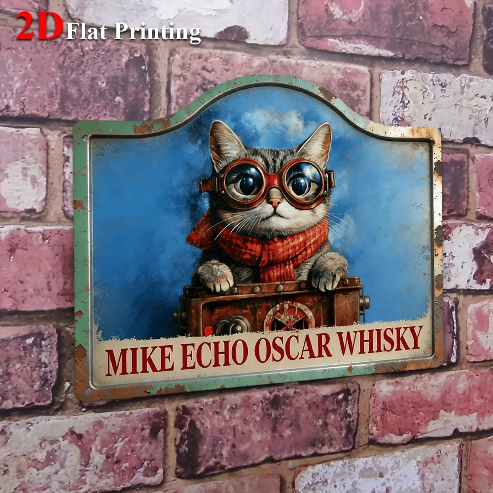 1pc, 2D Flat, Signs Metal Sheet Painting 