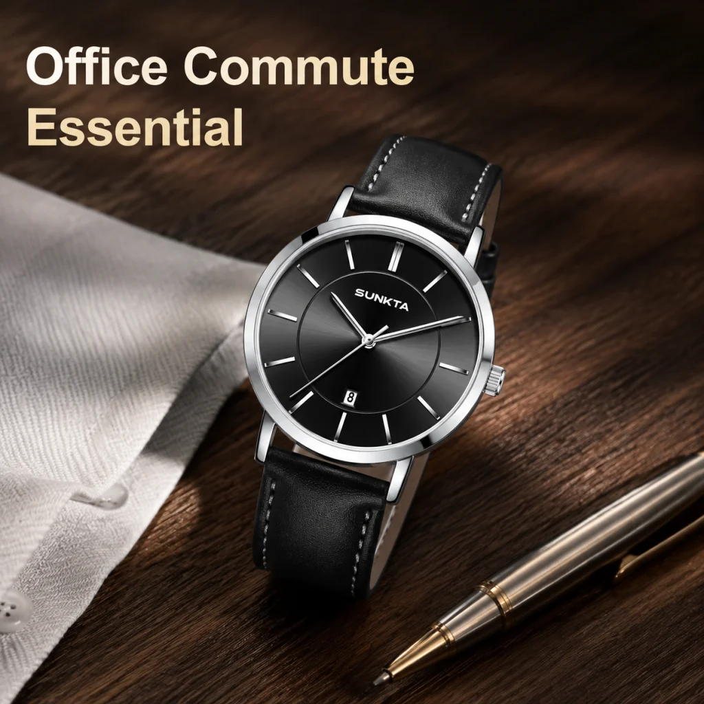 Sunkta Casual Sports Watches for Men Retro Fashion Outdoor Ultra Thin Wristwatch Waterproof Leather Date Simple Quartz Man Watch