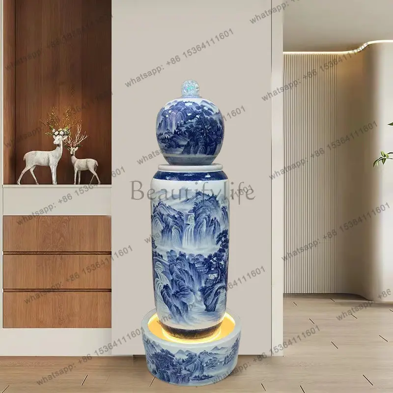 Ceramic water fountain ornament, living room humidifier, lucky company, hotel opening gift