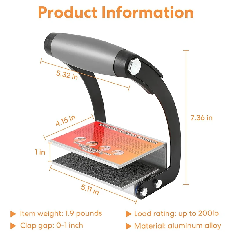 1PC Wooden Handle Wrench Labor-Saving anSingle-Handed Panel Carrier and Plywood Carrier Tool for 2-25mm Wood Boards or Drywall